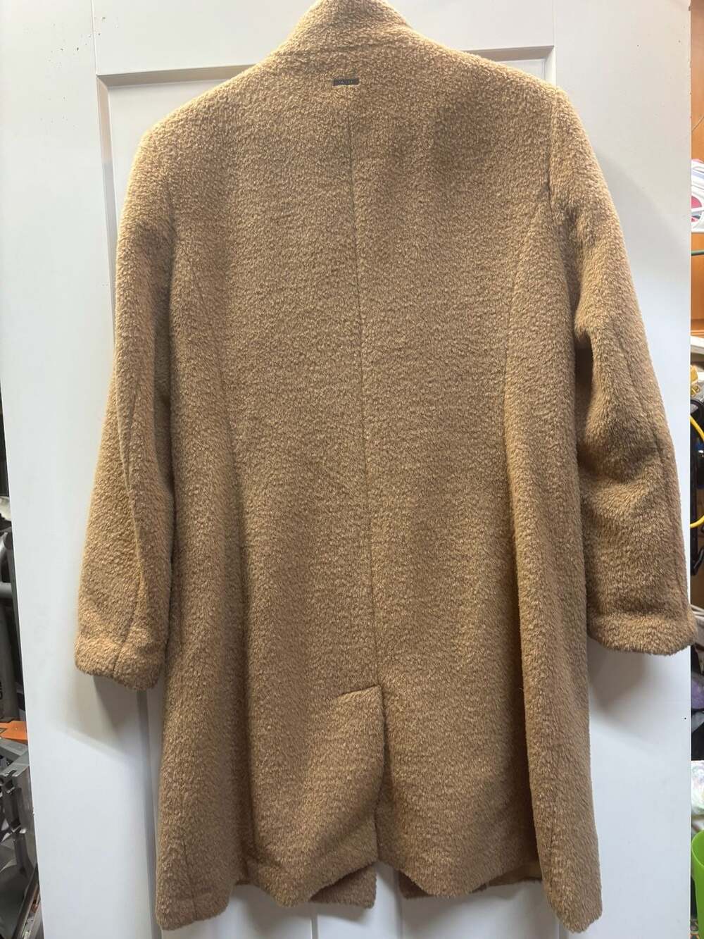DKNY Wool Blend Teddy Walker Coat Size 10 Camel Brown Alpaca Fleece